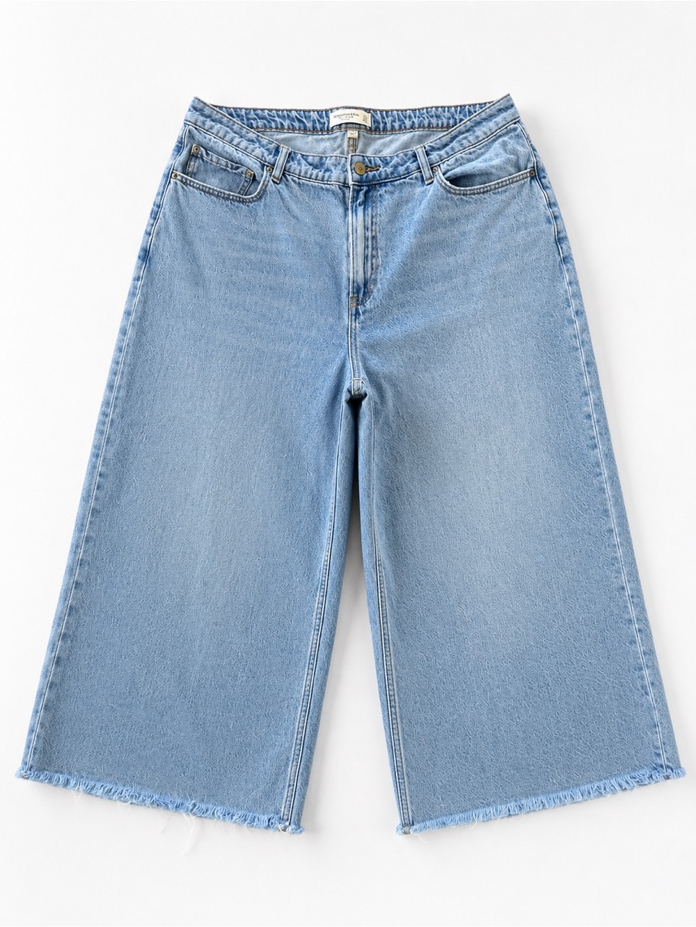 Abercrombie & Fitch Light Blue Wide-Leg Cropped Jeans